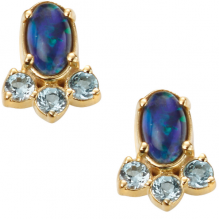 BLUE OPAL TRIPLET,SWISS BLUE TOPAZ EARRINGS